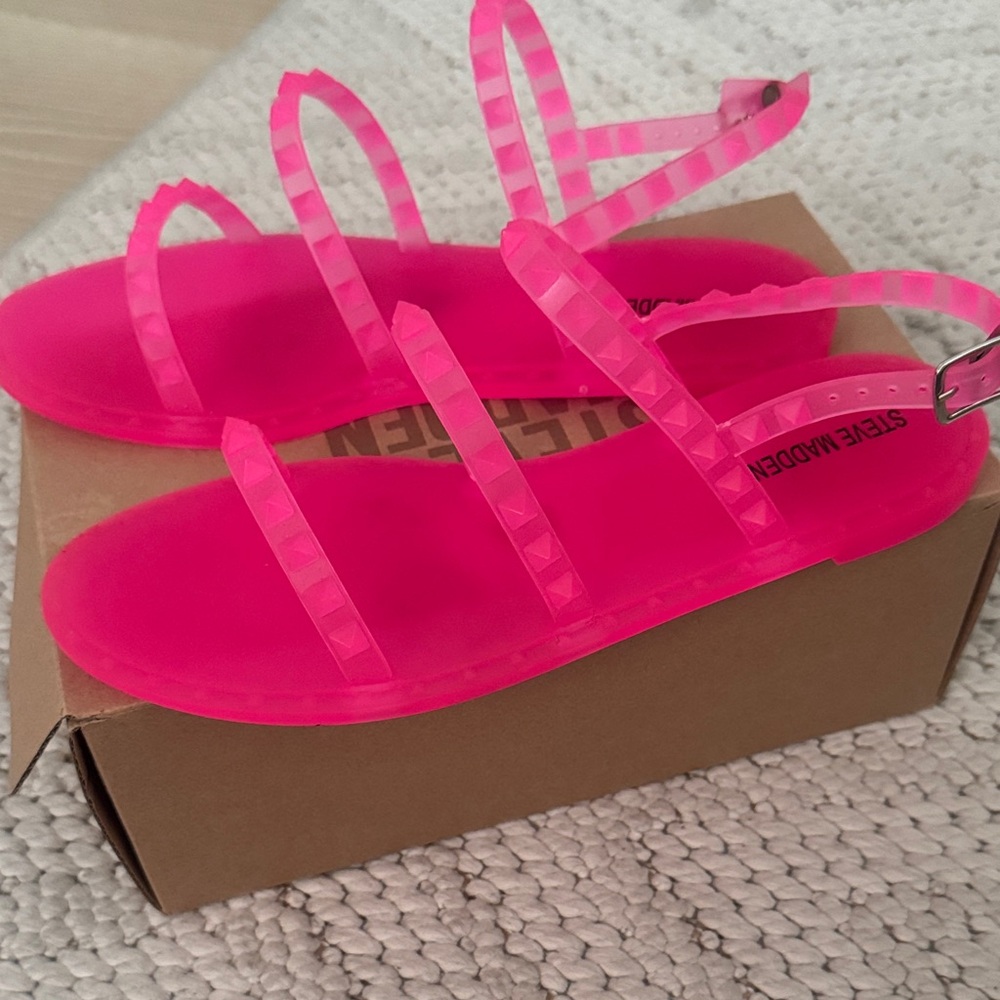 Steve Madden Kids Neon Pink Strappy Sandals